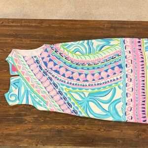 Lilly Pulitzer Sleeveless Dress Blue Pink Shell Print Size 6